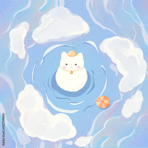 cat on a cloud