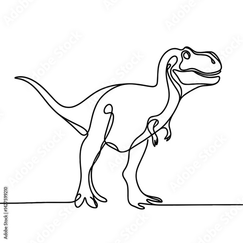 Standing T-Rex in single line vector illustration