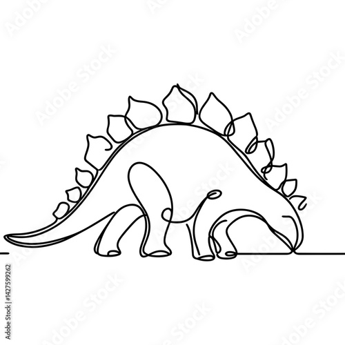 Stegosaurus dinosaur in minimalist line illustration