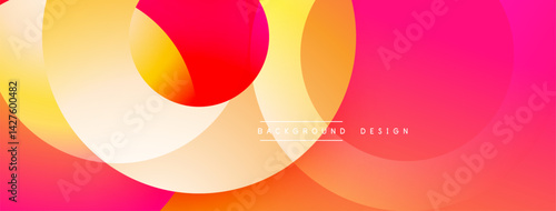 Abstract vibrant background. Overlapping circles create dynamic gradient effect. Warm colors dominate composition, suggesting energy, modernity, visual appeal. Smooth transitions offer pleasing aesthe