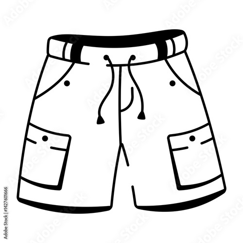 A hand drawn icon of shorts 
