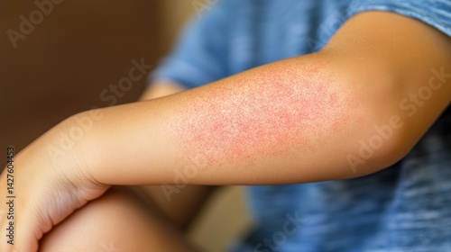 Childs Arm with Red Rash with Allergy Reaction, and Skin Irritation.