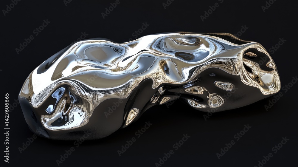 Liquid Chrome Abstract Sculpture with Dark Background. Liquid Chrome Abstract Sculpture with Dark Background.