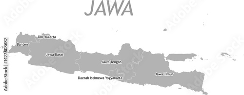 Java Island Boundary Map administrative division Peta Batas Wilayah Administrasi Pulau Jawa Indonesia