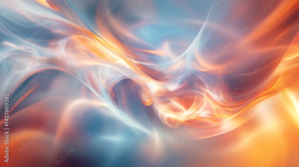 A soft-focus abstract background with blurred shapes and light reflections, creating a dreamy and ethereal effect with a mix of warm and cool tones.