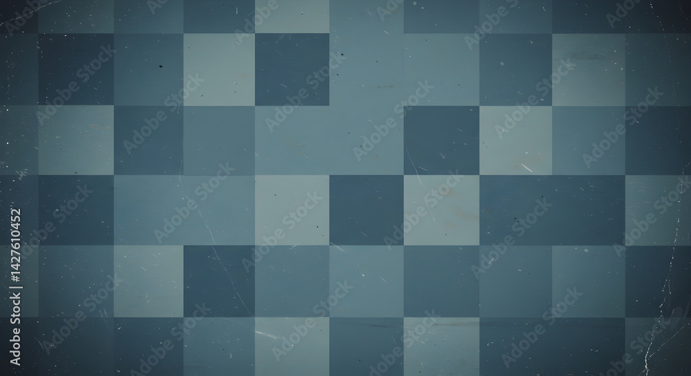 Grungy Pixelated Squares in Tonal Blues for Retro Design Aesthetic Grungy Pixelated Squares in Tonal Blues for Retro Design Aesthetic