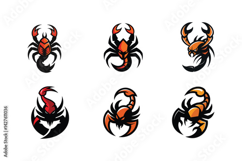 a set of scorpion mascot logo 