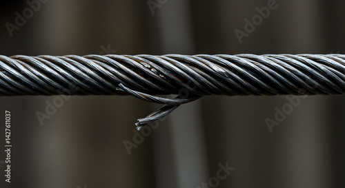 Damaged Steel Cable Strands Indicating Wear and Structural Issues