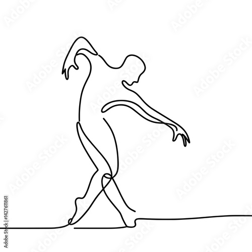 Male dancer moving expressively in continuous line art