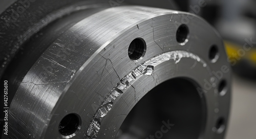 Worn Steel Component Shows Material Fatigue And Cracking Damage Metal Part