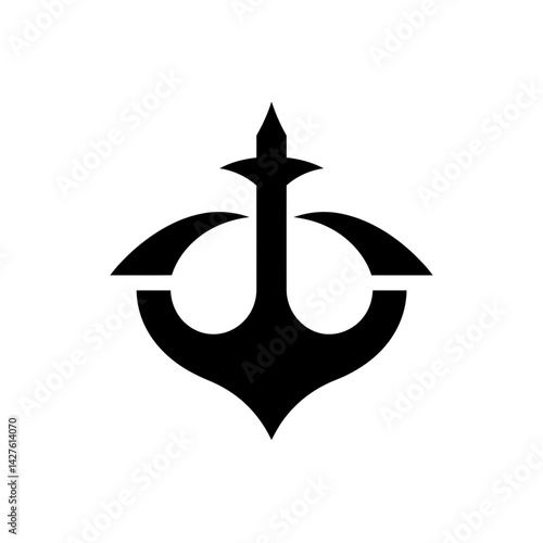 Stylish black anchor icon isolated on white background, concept for nautical logo, marine business branding, and travel agency identity