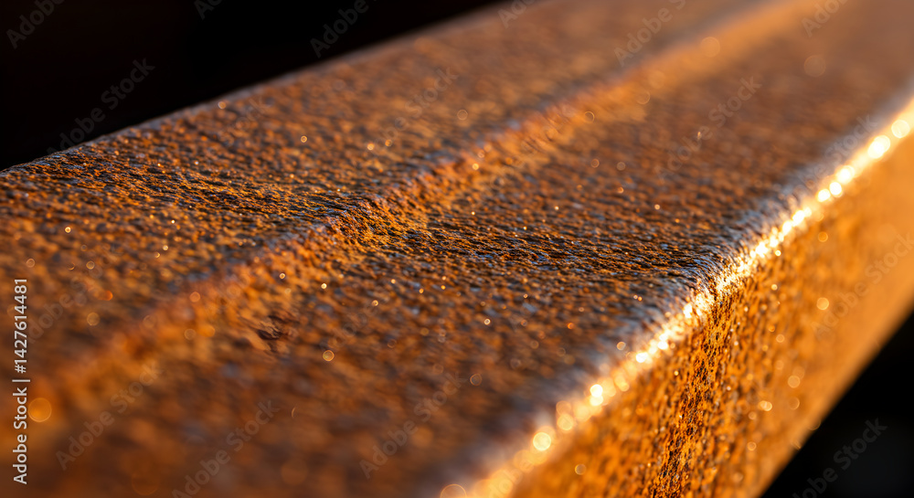 Fototapeta premium Abstract Oxidized Metal Surface With Sparkling Light Texture Close Up