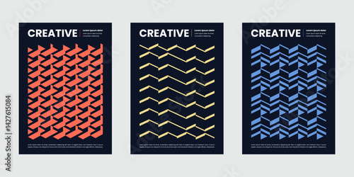 Modern poster background vector illustration, Set of backgrounds texture cover template with abstract geometric pattern shapes, Ideal design for social media, banner, flyer and brand identity