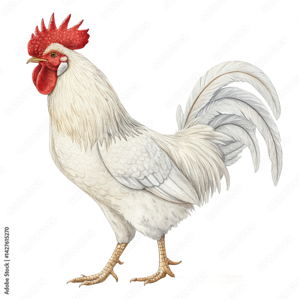 Fototapeta premium White rooster png rooster bird png farm rooster png white cock png proud rooster png transparent background image