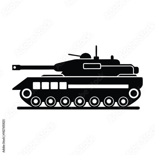 Army tank icon of silhouette vector illustration