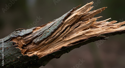Close Up Of A Broken Branch Revealing The Grain And Texture Of The Wood