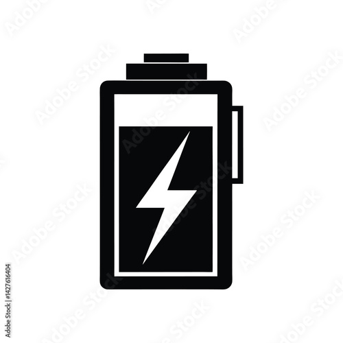 Battery charging icon of silhouette vector illustration