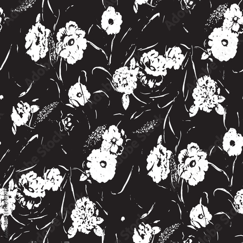 Wallpaper Mural seamless gentle vector paisley print with ethnic paisley and flowers pattern, allover composition. Detailed beautiful paisleys with floral motives in black and white. Torontodigital.ca