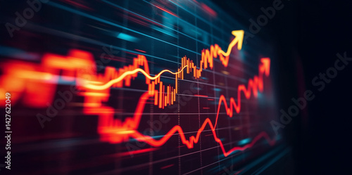 Dynamic Business Growth Chart Infographic for Financial Forecasts, Colorful chart visualizing market growth, ideal for investment, economic reports and financial presentations