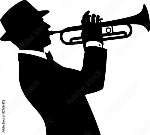 Silhouette of a Jazz Musician Playing Trumpet