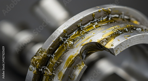 Lubricated Metallic Component Showcasing Industrial Maintenance And Operational Efficiency