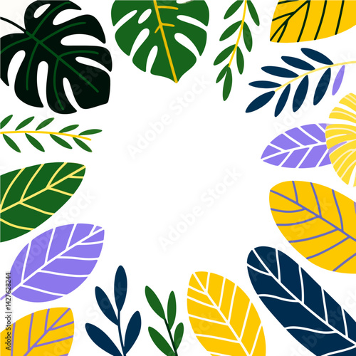 Multiple forms of leaf vector patterns are enclosed in a border.