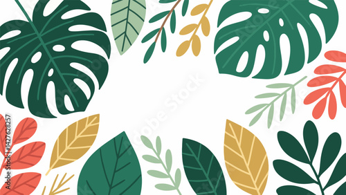 Multiple forms of leaf vector patterns are enclosed in a border.