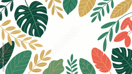 Multiple forms of leaf vector patterns are enclosed in a border.