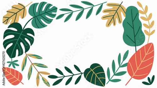 Multiple forms of leaf vector patterns are enclosed in a border.