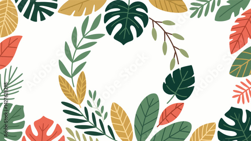 Multiple forms of leaf vector patterns are enclosed in a border.