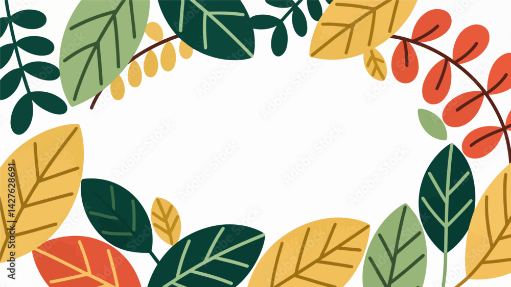The vector pattern of leaves forms a border. The vector pattern of leaves forms a border.