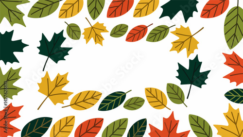 Maple leaf vector pattern, enclosing a border.