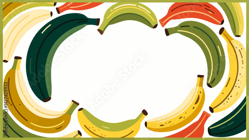 Banana vector pattern, enclosing a border.