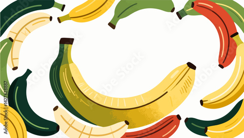 Banana vector pattern, enclosing a border.