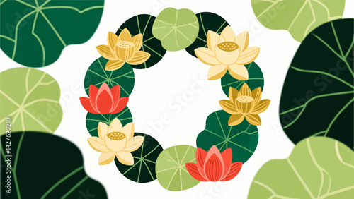 Lotus vector pattern, enclosing a border.