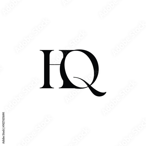 HQ monogram logo design letter text name symbol monochrome logotype alphabet character simple logo