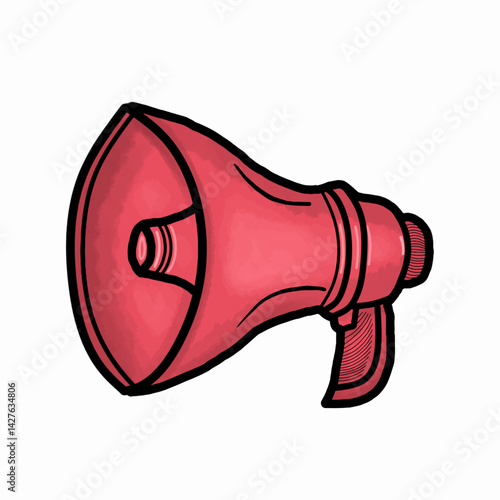Loudspeaker vector sketch Hand drawn illustration, Red Megaphone Vector Announcement Illustration Isolated white background