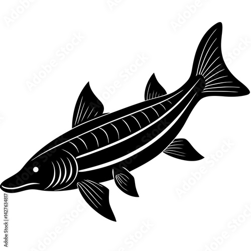 Black Silhouette of a Shark – Minimalist Marine Animal Vector Illustration