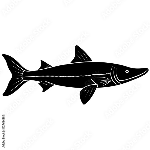 Black Silhouette of a Shark – Minimalist Marine Animal Vector Illustration