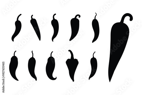 chili pepper icon, chili peppers silhouettes design.