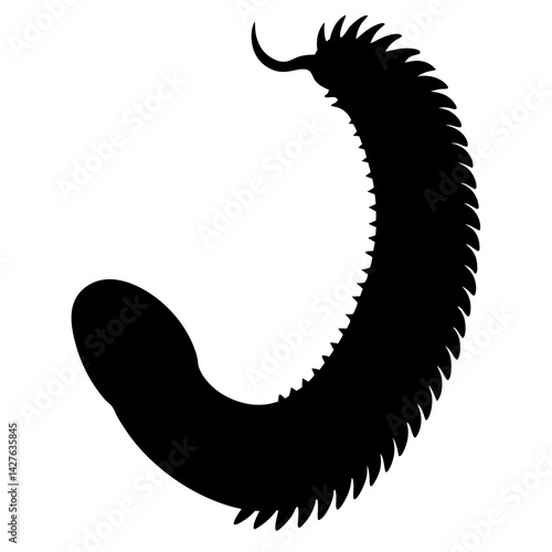 black silhouette of a Antarctic Scale Worm animal