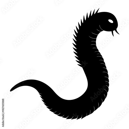 Black and White Millipede Silhouette – Creepy Crawling Insect Vector Illustration