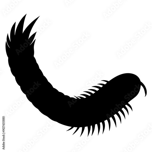 Black and White Millipede Silhouette – Creepy Crawling Insect Vector Illustration