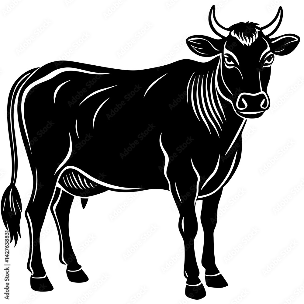 Fototapeta premium black silhouette of a cow animal 