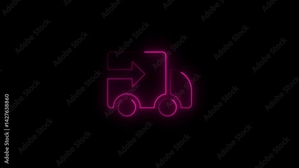 Glowing neon line vehicle icon animation.4k motion graphic video animation.on a isolated black background Glowing neon line vehicle icon animation.4k motion graphic video animation.on a isolated black background