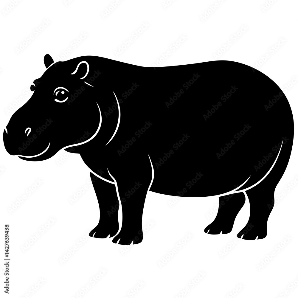 Obraz premium black silhouette of a Hippopotamus animal 