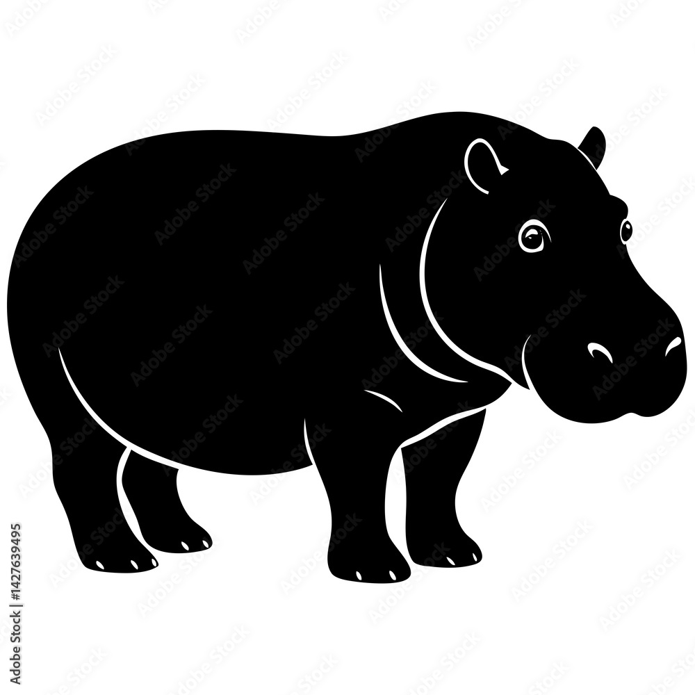 Fototapeta premium black silhouette of a Hippopotamus animal 