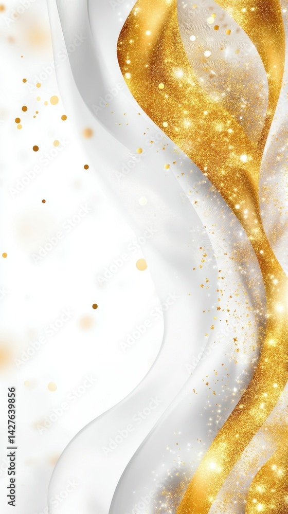 Silver white and gold vertical abstract background with copy space bokeh lights and glitter on weddi Silver white and gold vertical abstract background with copy space bokeh lights and glitter on weddi