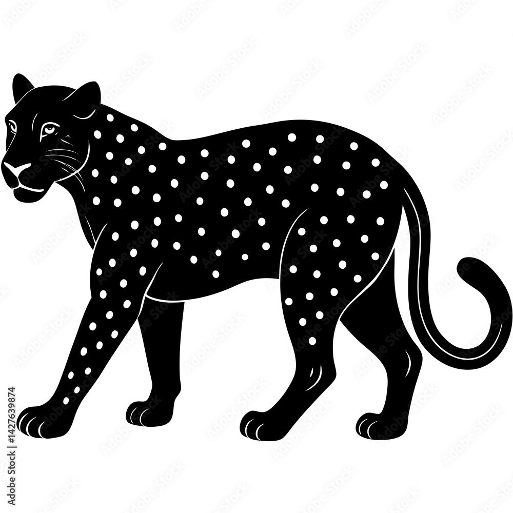 Fototapeta premium black silhouette of a Jaguar animal