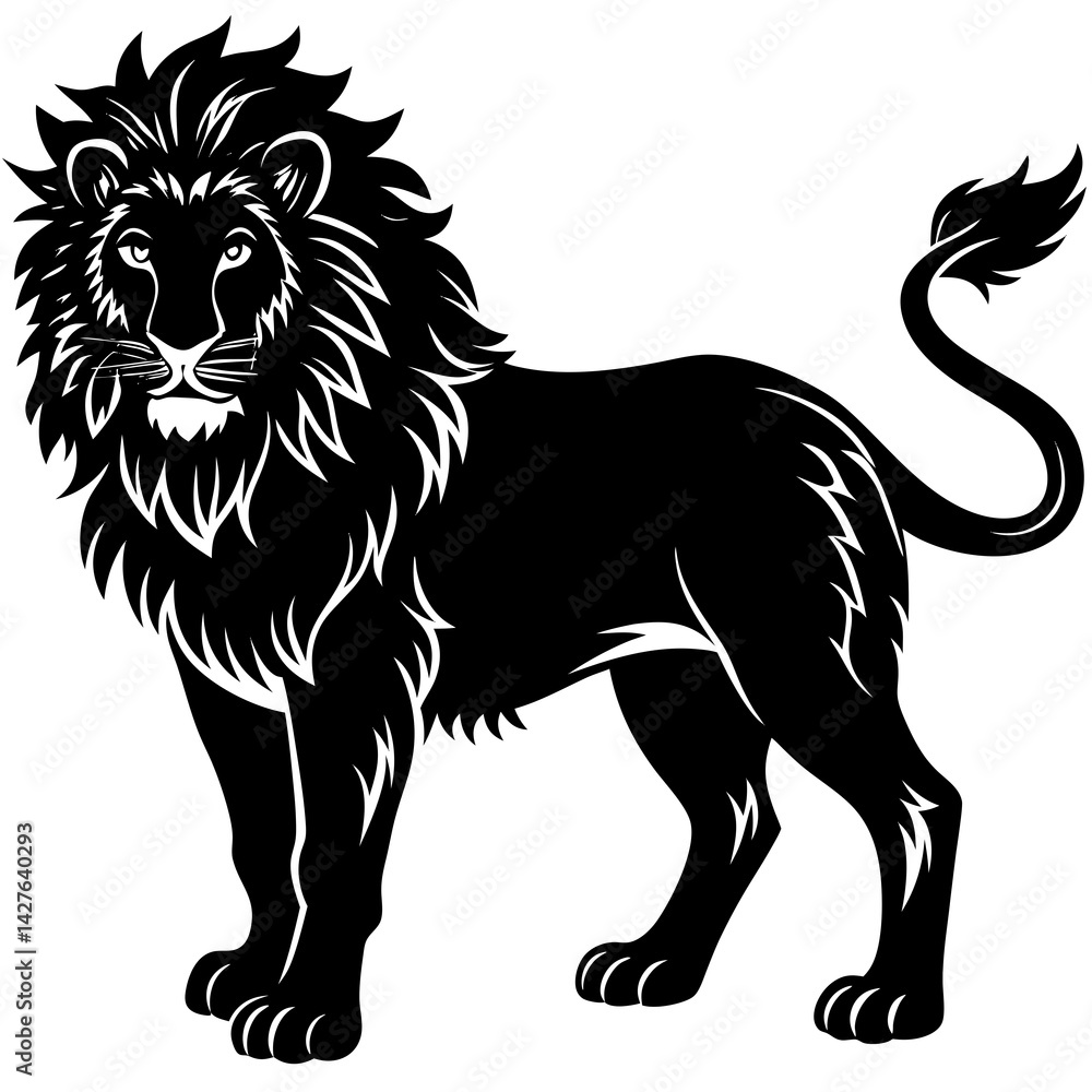 Fototapeta premium black silhouette of a Lion animal
